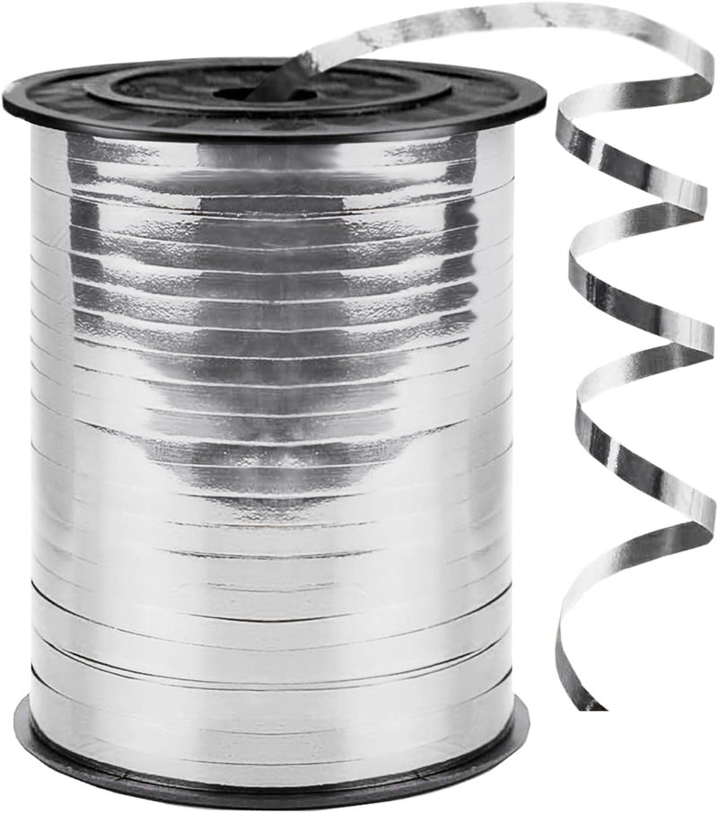 YCDMLJC 500 Yards Curling Ribbon,1/5 Inch Shiny Silver Ribbon,Balloon String, Party Decoration,Ribbons for Florist Flower Bows for Graduation Supplies - Image 1